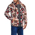 thumbnail image 2 of Wukai record lips Skull Print Men's Zip-Up Hoodie,Fleece Full-Zip Hoodie for Men, Hooded Sweatshirt-XX-Large, 2 of 5