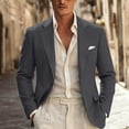 thumbnail image 5 of Fwqbns Men's Blazer Jacket Casual Long Sleeve Slim Fit One Button Sport Coats with Pocket for Work Business Daily Wear Gray, 5 of 6