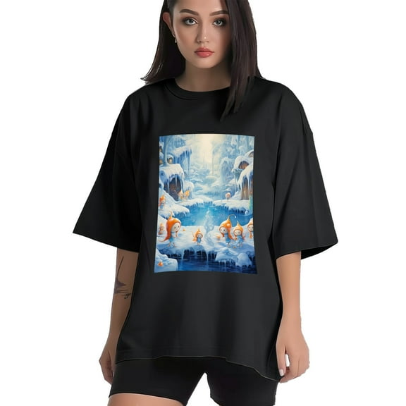 Plus Size Shirt for Women Black Tops for Women Short Sleeves Shirt for Women Ice And Snow Forest1 T Shirt Crewneck Shirt for Women XS
