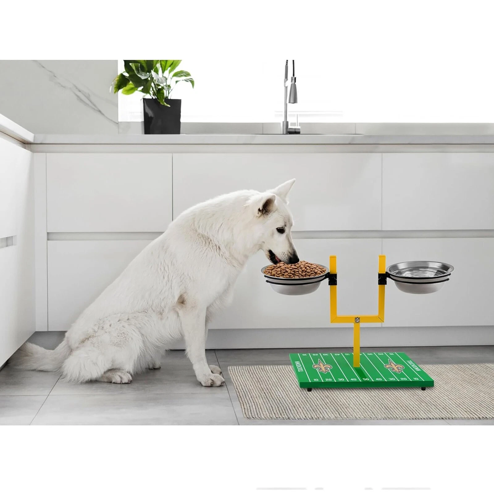 Pets First NFL Goalpost Elevated Dog Feeder Stainless Steel & Adjustable