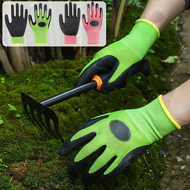Guantes de Jardinería - Resistentes A Pinchazos Impermeables Transpirables de Poliéster, Verde MNFD