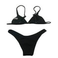 thumbnail image 1 of Ensemble Bikini 2 Pcs pour Femmes Hauts à Bretelles Col en V Profond Bas Triangle, 1 of 4