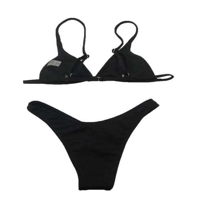 MesaSe Ensemble Bikini 2 Pcs pour Femmes Hauts à Bretelles Col en V Profond Bas Triangle