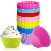 Silicone Cupcake Baking Cups, Reusable Muffin Cup Liners, 2.75 OZ Cup Cake Molds Set Non Stick Cupcake Wrappers Cupcake Holder Cupcake Liners 24 Pack 8 Rainbow