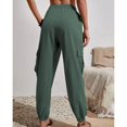 thumbnail image 2 of Defitshape Women's Casual Cargo Pants Long Pants Winter Elastic Waist Pocket Mid Rise with Pockets Dark Green Small, 2 of 4