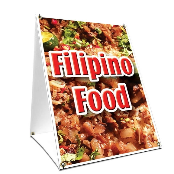 A-frame Sidewalk Filipino Food Sign With Graphics On Each Side | 18" X 24" Print Size