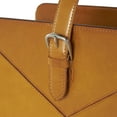 thumbnail image 4 of DecMode 17" Brown Leather Handmade Box Style Magazine Holder with Detail Stitching and Curved Buckle Handles, 4 of 9