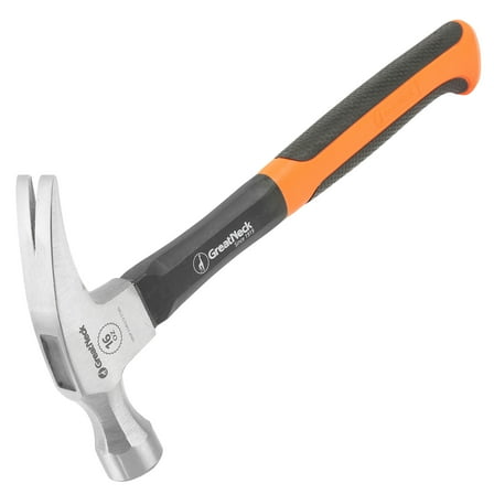 GreatNeck Straight Claw Steel Hammer with Fiberglass Handle, 16 oz