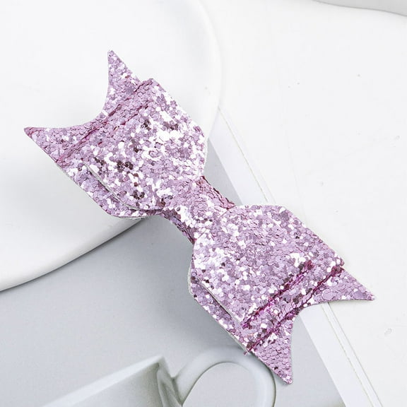 WHAMVOX 4 Pieces Glitter Hair Clips with Small Bow Design for Girls Assorted Color Sequins 0.5 Inches
