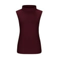 thumbnail image 4 of WonderWiz Women Sleeveless Thermal Tank Top Mock Turtleneck Winter Undershirt Casual Stretchy Fall Winter Basic Layer Tee Shirt Wine L, 4 of 5