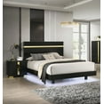 thumbnail image 3 of 3pc Bedroom Set Twin Size Bed w Underbed LED 2x Nightstands Black Gold Acrylic Trim Dust Proof Cases Furniture, 3 of 9