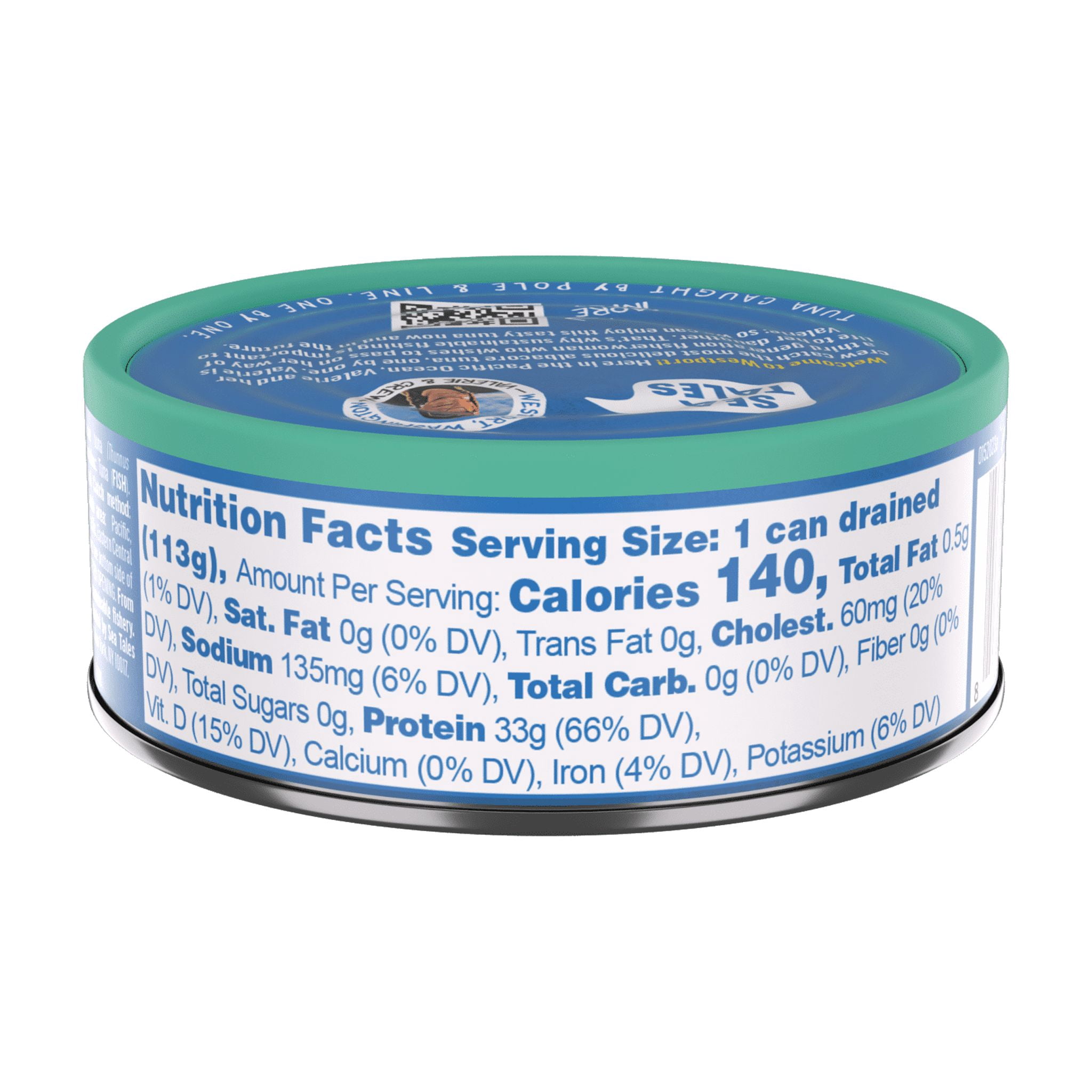 Sea Tales MSC Wild Caught Albacore Tuna in Water No Salt Added, 5 oz Can
