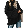 thumbnail image 1 of Women's Off Shoulder Long Sleeve V-Neck Ribbed Cable Pullover Sweaters Loose Fitting Jumper Tops, 1 of 3