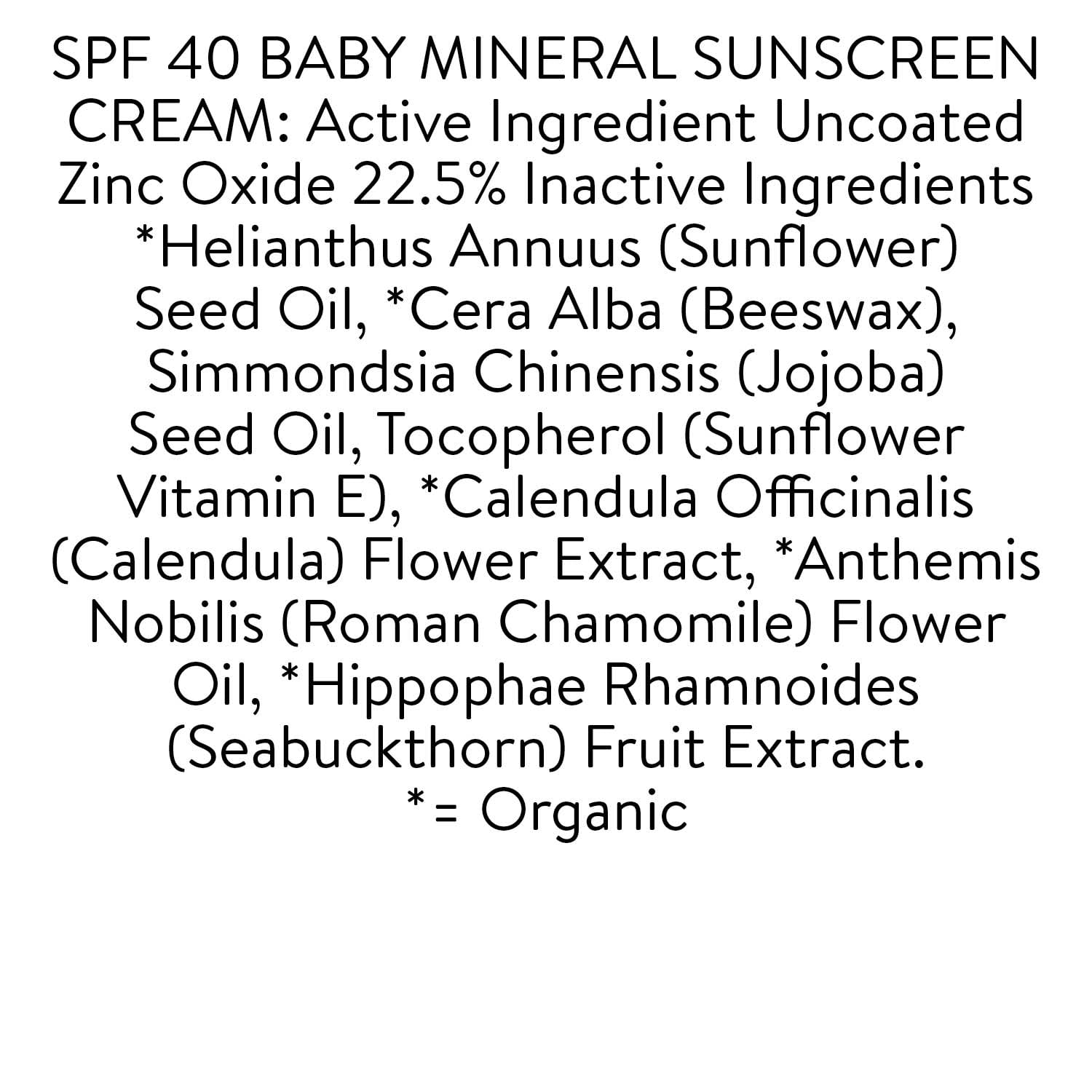 Badger Baby Mineral-Based Sunscreen Cream, SPF 40, Zinc Oxide, Reef-Safe, 2.9 fl oz, 2 Pack
