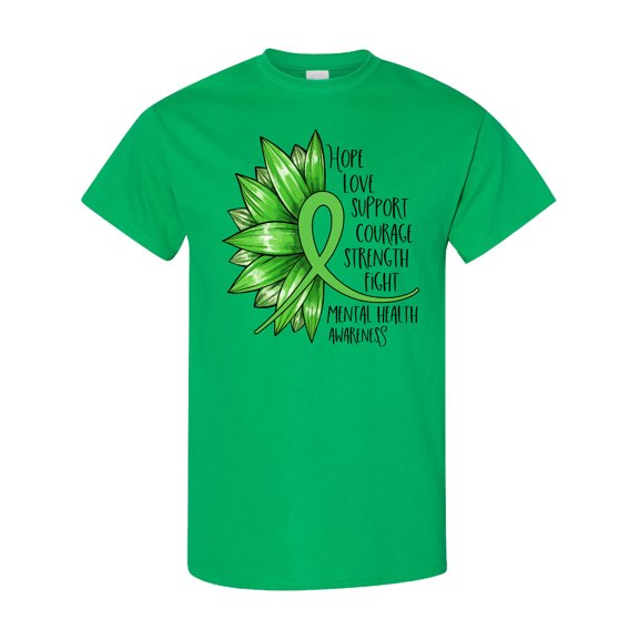 Inktastic Mental Health Awareness Green Sunflower Ribbon T-Shirt