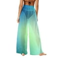 thumbnail image 6 of Neewe Women Sheer Flare Cover up Pants Swimsuit Beach Bikini Bottom Cover up Elastic Waist Wide Leg Palazzo Trousers, 6 of 7