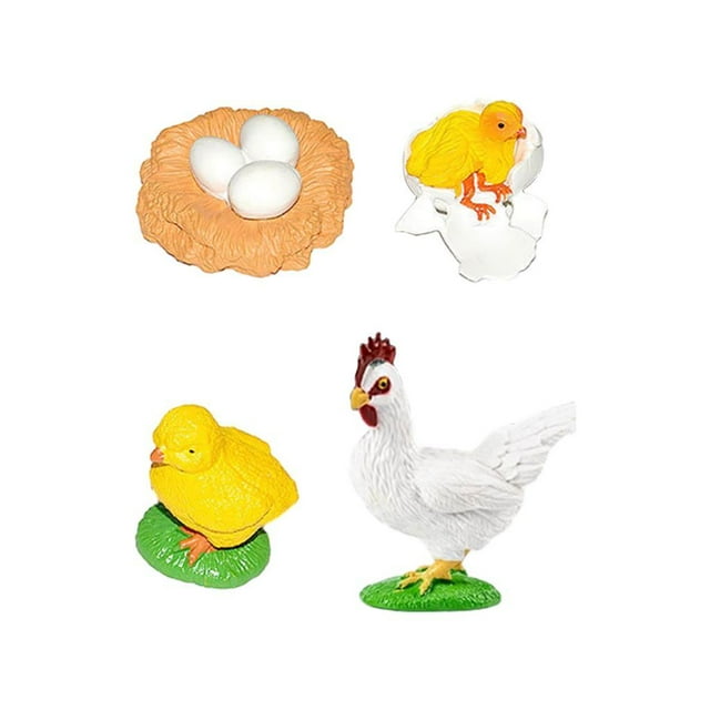 Juego de ciclo de crecimiento animal Montessori, juguetes de ciencia cognitiva, rompecabezas para niños de 3 a 6 años gallina 5x5cm