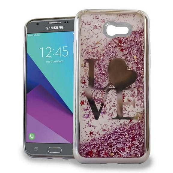 GSA Liquid Glitter Love Case For Samsung Galaxy J3 (2017), J327 Silver Pink