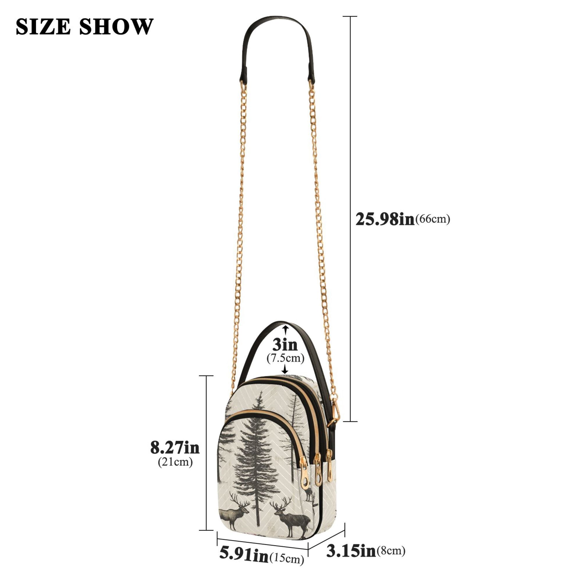 FORMRS Crossbody Bag for Women Quilted Travel Shoulder Cell Phone Purse with Chain Strap Handbag, Black Deer