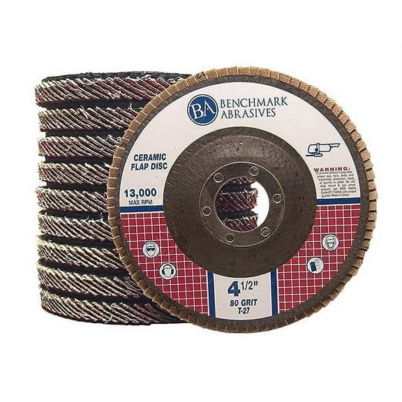 Benchmark Abrasives 4.5" x 7/8" T27 Ceramic Flat Flap Discs (10 Pack) - 120 Grit