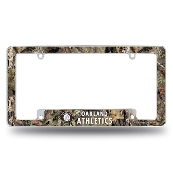 Oakland Baseball Athletics A's Chrome Metal License Plate Frame Camouflaged Camo Design
