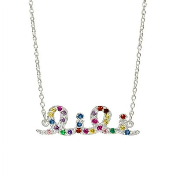 Personalized "Lili" Name Necklace with Birthstones All Over