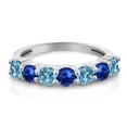 thumbnail image 2 of Gem Stone King 925 Sterling Silver Swiss Blue Topaz and Blue Sapphire Anniversary Ring for Women (1.52 Cttw, Gemstone Birthstone, Available in Size 5, 6, 7, 8, 9), 2 of 4
