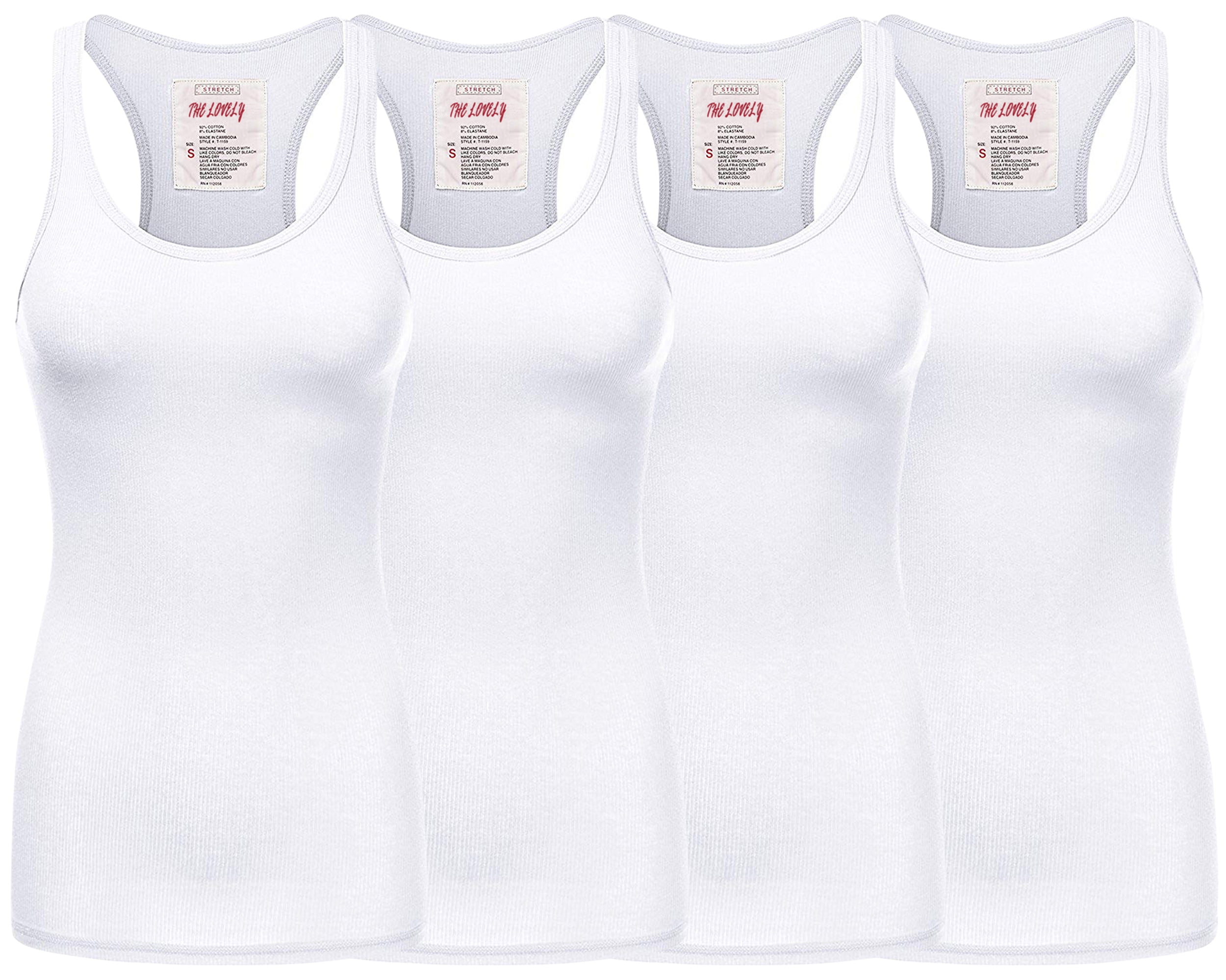 Women & Plus Solid Ribbed Knit Stretch Workout Racerback Tank Top (4PK ...