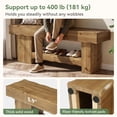 thumbnail image 5 of Finmind  2-Tier Solid Wood Shoe Bench, 62.99 inch Storage Bench, Farmhouse Entryway Bench for Living Room, Bedroom, Rustic Brown, 5 of 11