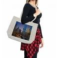 thumbnail image 2 of Landscape Shopping Bag, Usa Chicago Cityscape with Rivers Bridge and Skyscrapers Cosmopolitan City Image, Eco-Friendly Reusable Bag for Groceries Beach and More, 15.5" X 14.5", Cream, by Ambesonne, 2 of 2