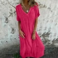 thumbnail image 2 of EHQJNJ Female Dresses for Women 2024 Party Women's Casual Loose Fitting Long V Neck Dress Midi Dress Sparkly Dress, 2 of 5