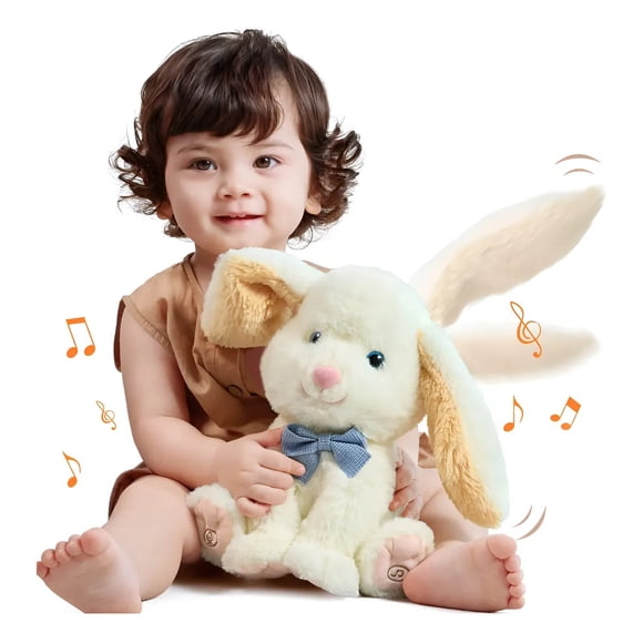 Conejo Liebre Robot Peluche Canta Mueve Orejas Baila - Blanco