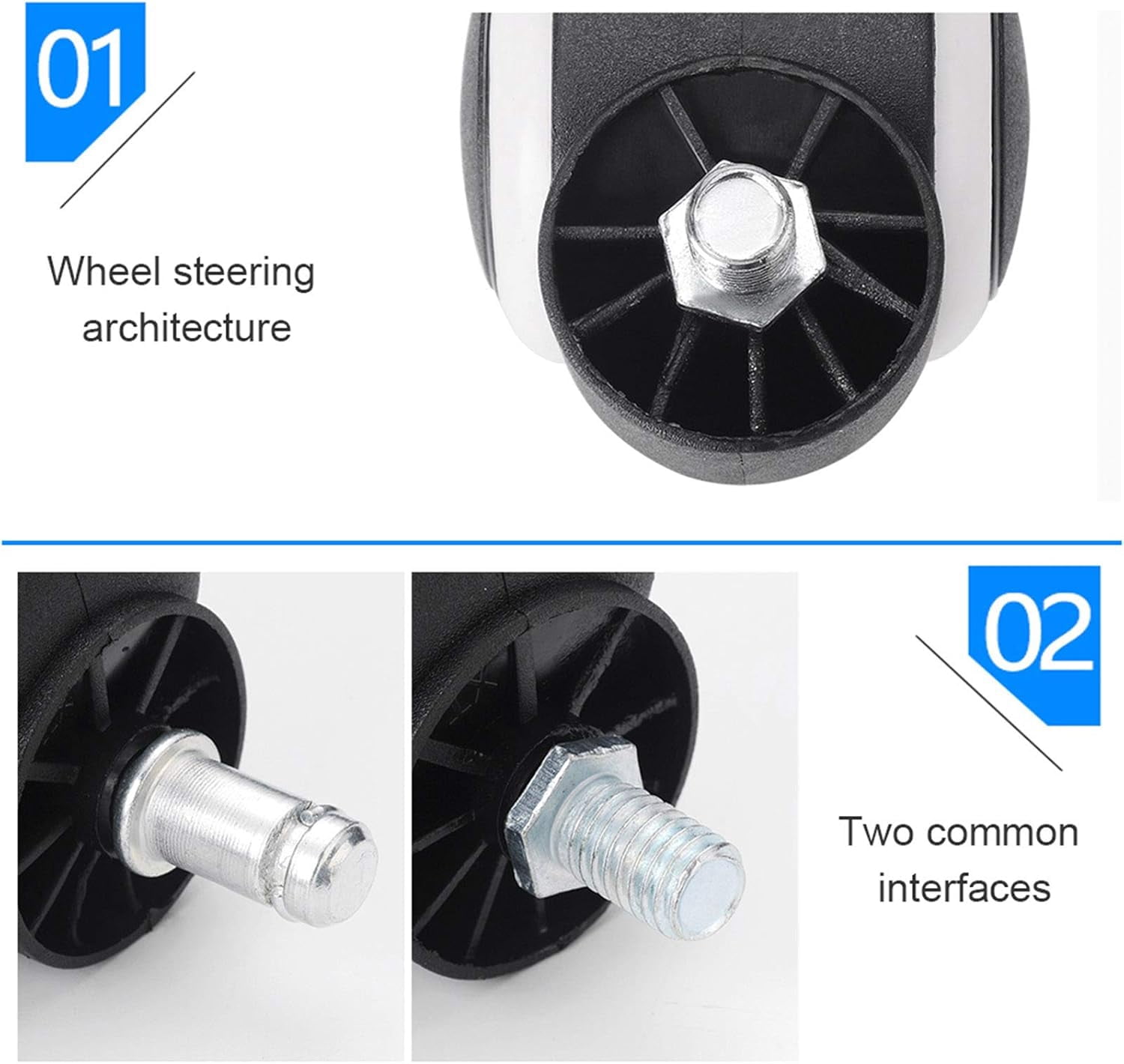 Gamvdout Plate Casters Office Chair Casters Universal Swivel Furniture Casters Crib Casters Silent Replacement Wheels 5 Pcs