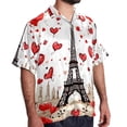 thumbnail image 2 of Eiffel Tower Valentine's Day Men's Short Sleeve Hawaiian Shirt, Poplin Casual Printed Button Down, Summer Beach Unisex Shirts, 2 of 6