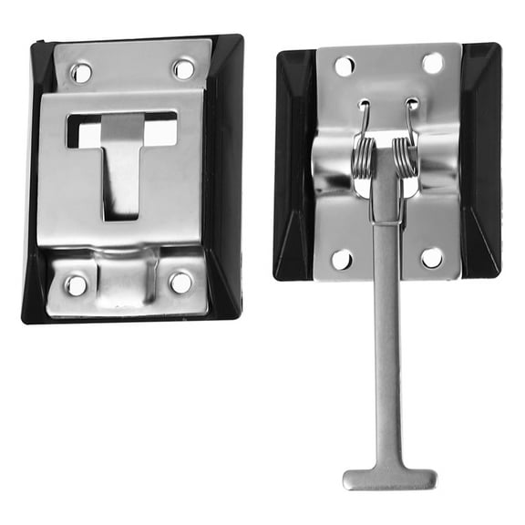 RV Door Holder, Camping Entry Door Holder Latch, Stainless Steel Trailer T Style Entry Door Catch Holder, Door Hook,1set * RV Door Holder,Silver & Black