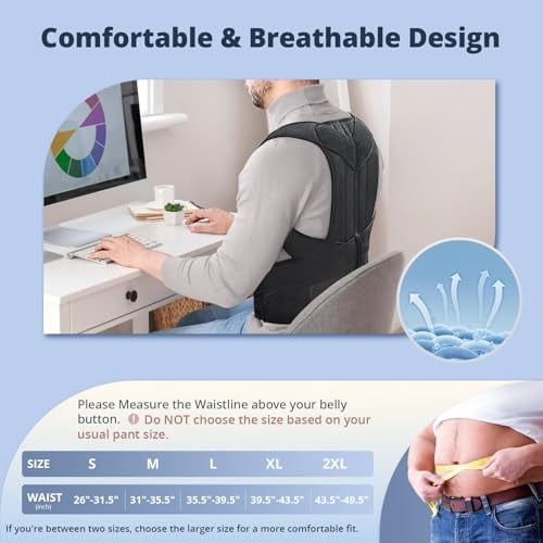 TYPPKMM Posture Corrector Lumbar Support Back Brace, Black, One Size