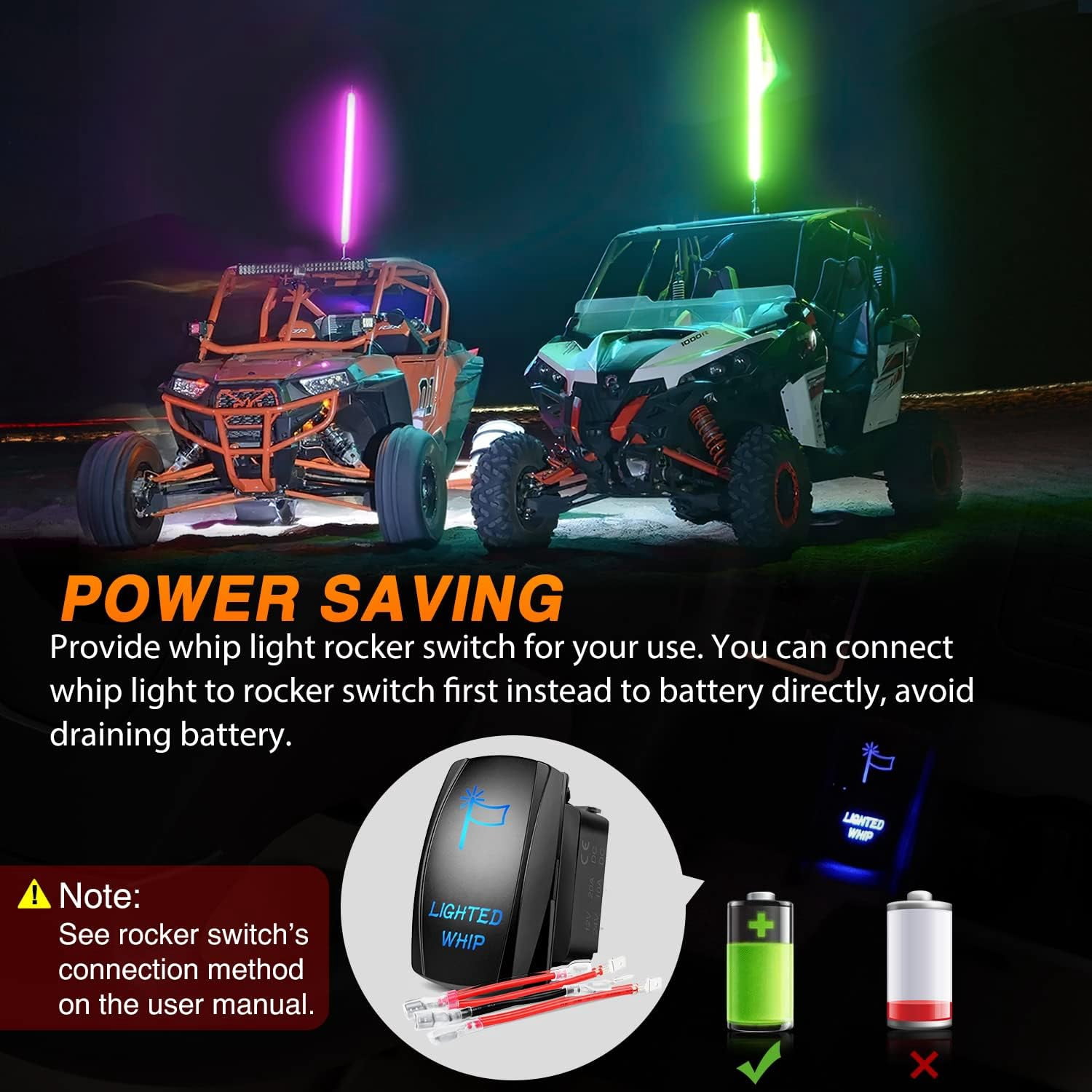 Nilight 1PC 3FT Spiral RGB Led Whip Light w/RGB Chasing/Dancing Light RF Remote Control Lighted Antenna Whips for Can-am ATV UTV RZR Polaris Dune Buggy 4 Wheeler Offroad Jeep Truck