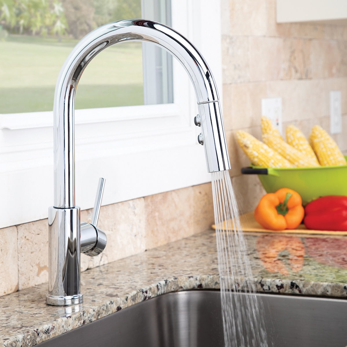 Speakman SB-1042 Neo Kitchen Faucet with Pull Down Sprayer, Polished Chrome