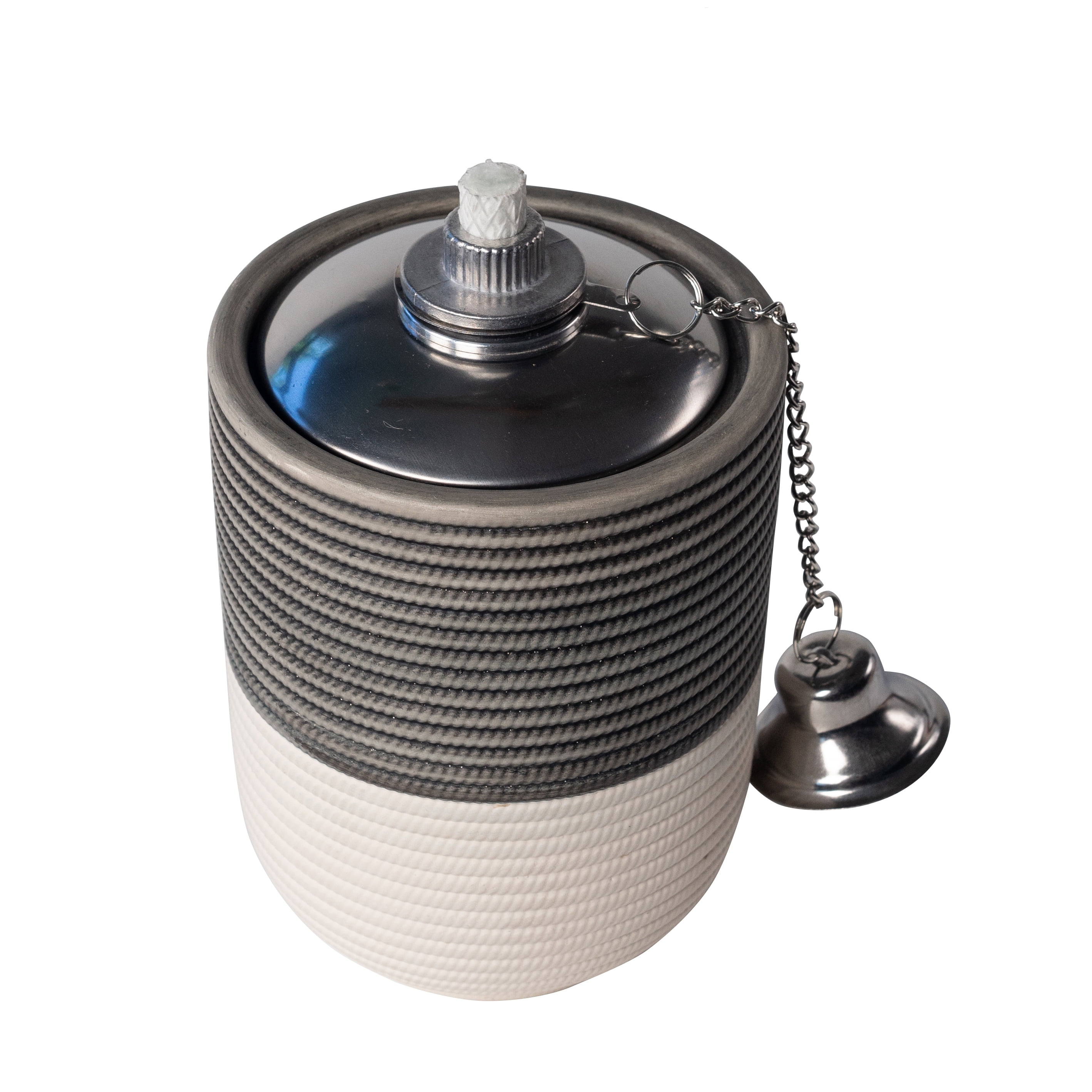 Better Homes & Gardens Two-Tone Ceramic Tabletop Outdoor Torch, White & Gray