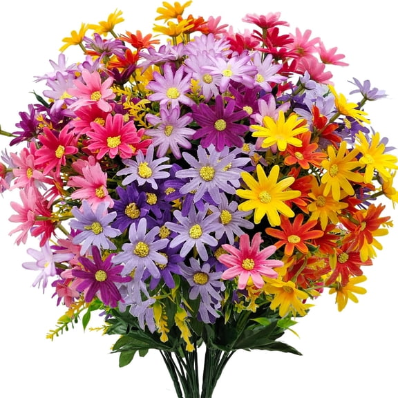 Dailihome Artificial Daisy Flowers Hot Pink UV Resistant Faux Silk Wildflowers for Indoor Outdoor Garden Patio Window Box 1PC