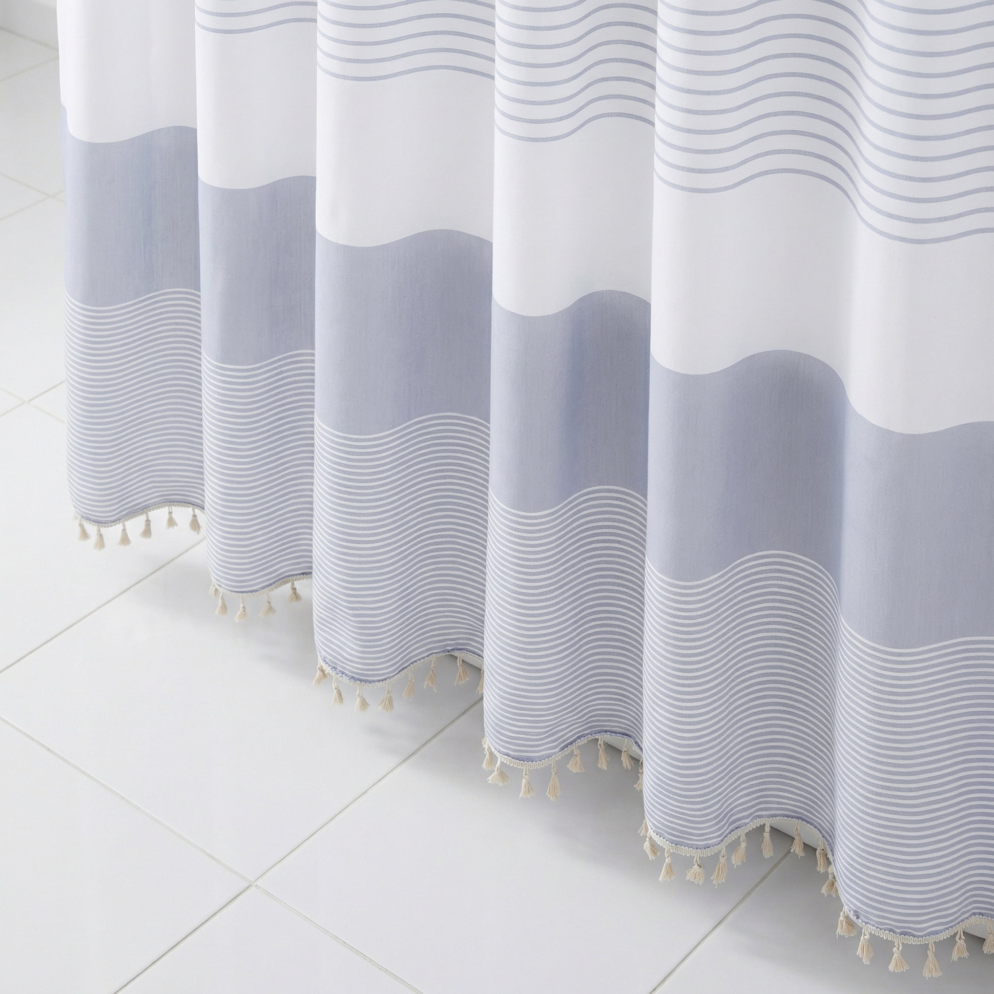 Unique Bargains Striped Waterproof Shower Curtain Sets with 12 Hooks Grey 72"W x 72"L