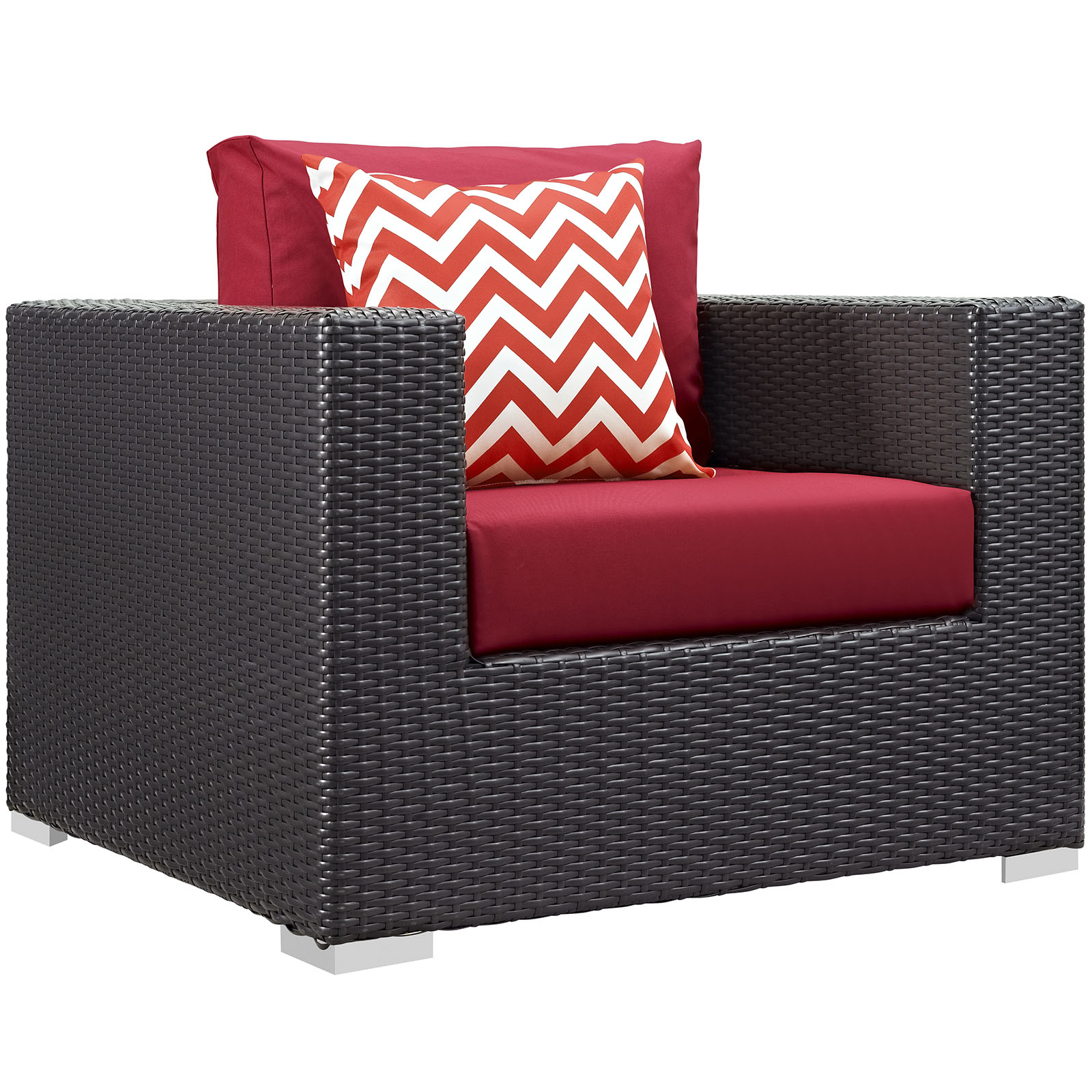 Modway Convene 6 Piece Outdoor Patio Sectional Set in Espresso Red - image 2 of 5