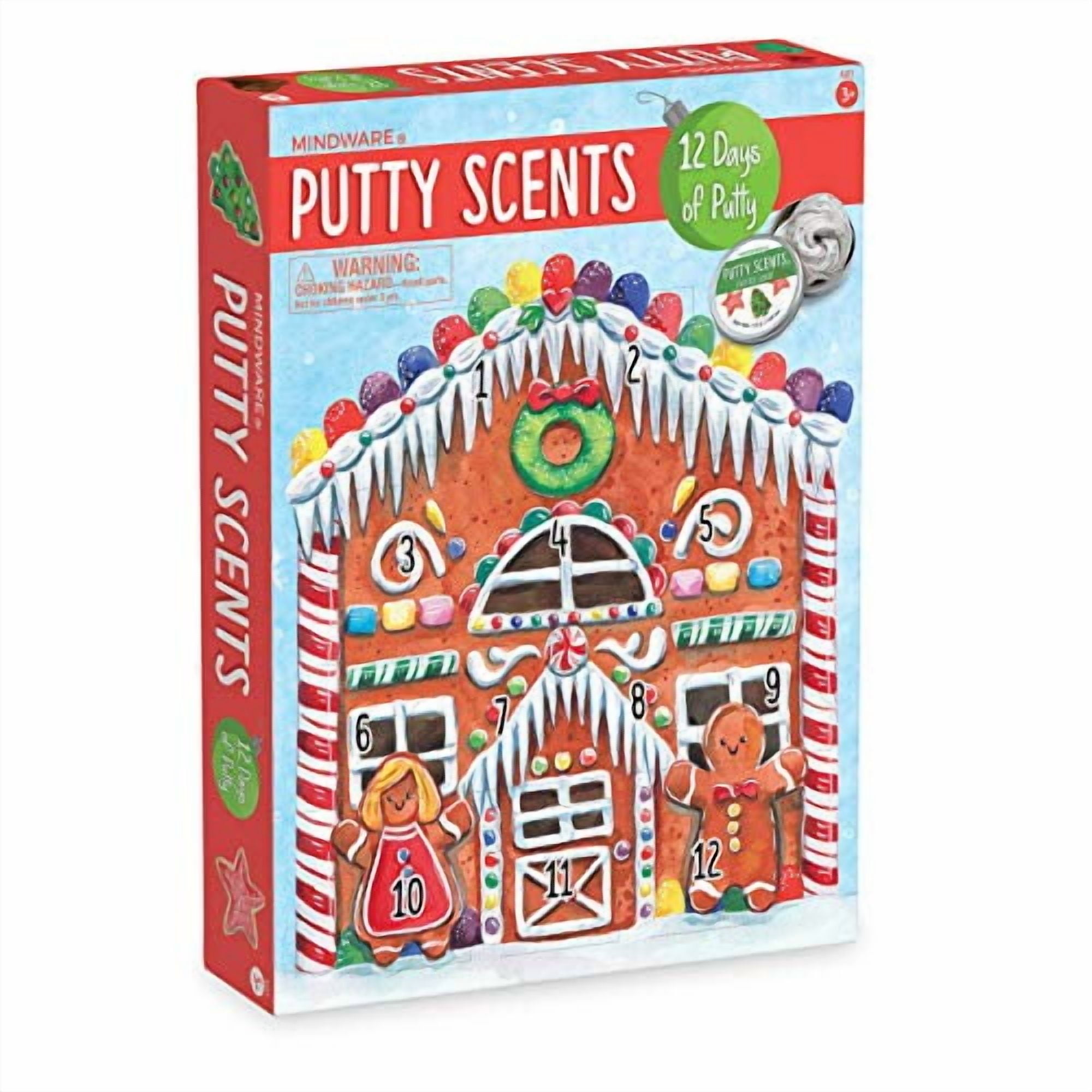 MindWare 12-Day Countdown Toy Calendar with Holiday-Themed Putty Scents for Children