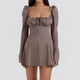 thumbnail image 1 of Mini vestido de café para mujer vestido corto Vintage con mangas abullonadas ropa de fiesta ajustada FLhrweasw Nuevo, 1 of 7