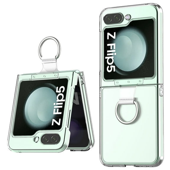 AICase Compatible with Samsung Galaxy Z Flip 5 Clear Case with Ring Case Cover