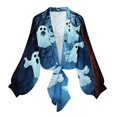 thumbnail image 5 of Gamivast Tie Front Cardigan for Women Long Lantern Sleeve Cropped Bolero Shrugs Print Lightweight Dress Cover Up Tops for Fall Halloween Party Casual Outerwear, 5 of 6