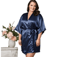 thumbnail image 3 of Elegani Satin Kimono Navy Short Robe for Plus Size Women (XXLarge) - Luxurious Robes, 3 of 4