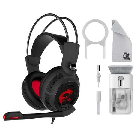 MSI Wired On-ear 7.1 Gaming Headset Black With Cleaning Kit Bolt Axtion Bundle Like New