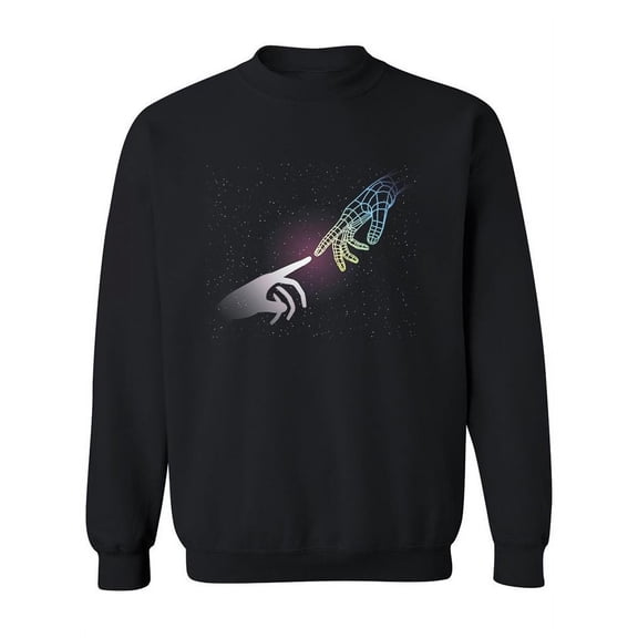 Futuristic Space Hands Touching Sweatshirt Women -Image by Shutterstock, Female Medium