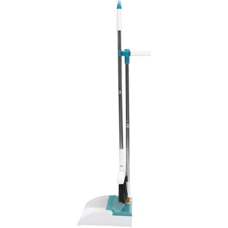 RENACLIPY Foldable Broom and Dustpan White Stainless Steel Plastic for Home Cleaning